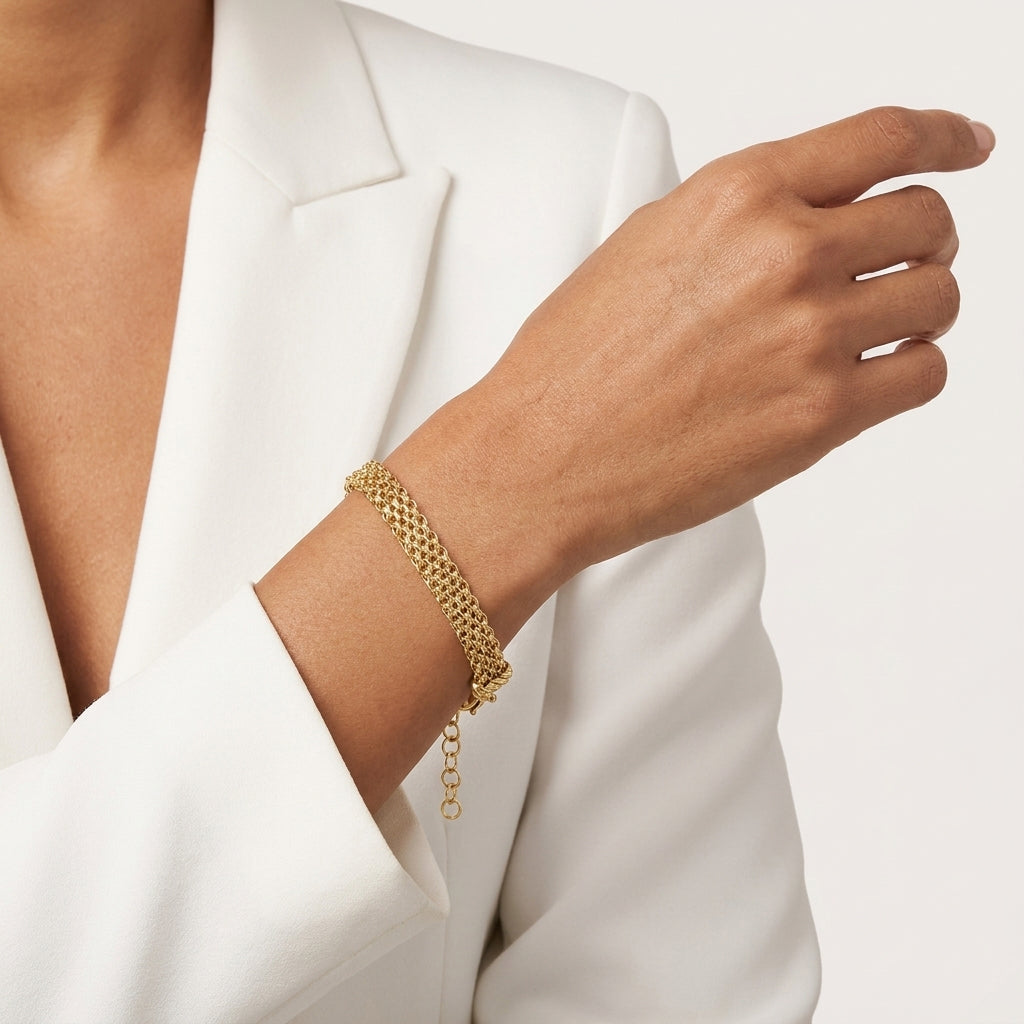 Bismark Woven Bracelet with Adjustable Extension 7in+1in - 4 row