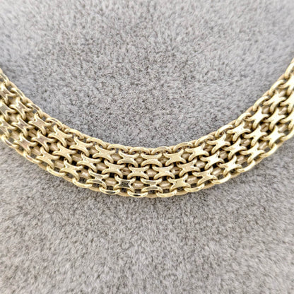 4-Row Bismark Chain Necklace - Adjustable Statement Gold Jewelry, Gold Over Bronze 18+2in - TurkishBling