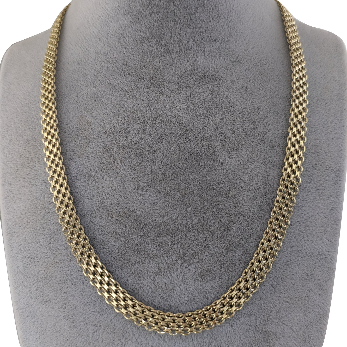 4-Row Bismark Chain Necklace - Adjustable Statement Gold Jewelry, Gold Over Bronze 18+2in