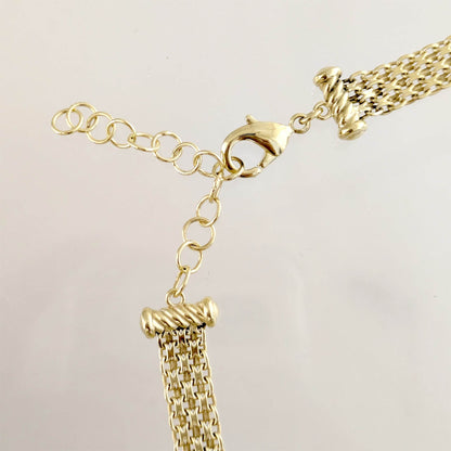 4-Row Bismark Chain Necklace - Adjustable Statement Gold Jewelry, Gold Over Bronze 18+2in - TurkishBling