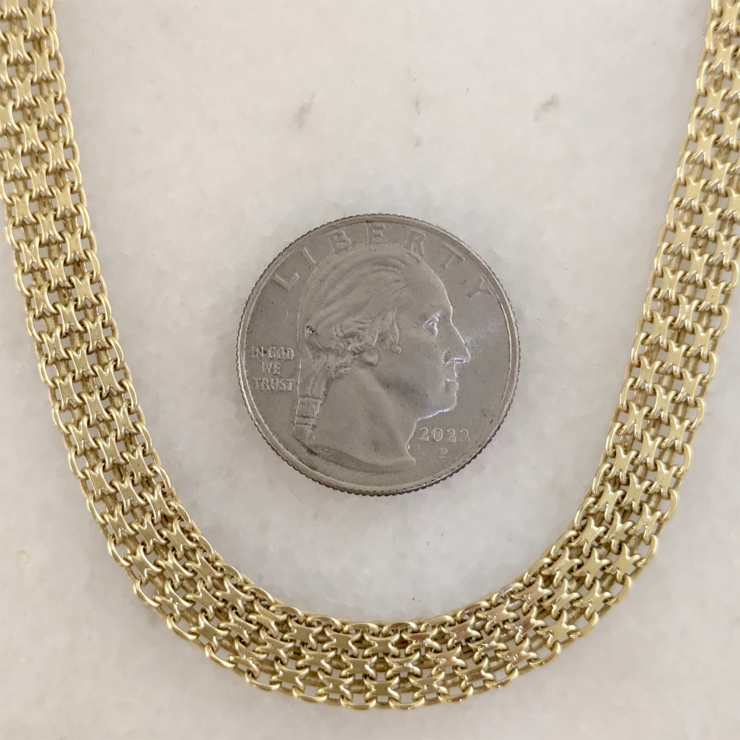 4-Row Bismark Chain Necklace - Adjustable Statement Gold Jewelry, Gold Over Bronze 18+2in