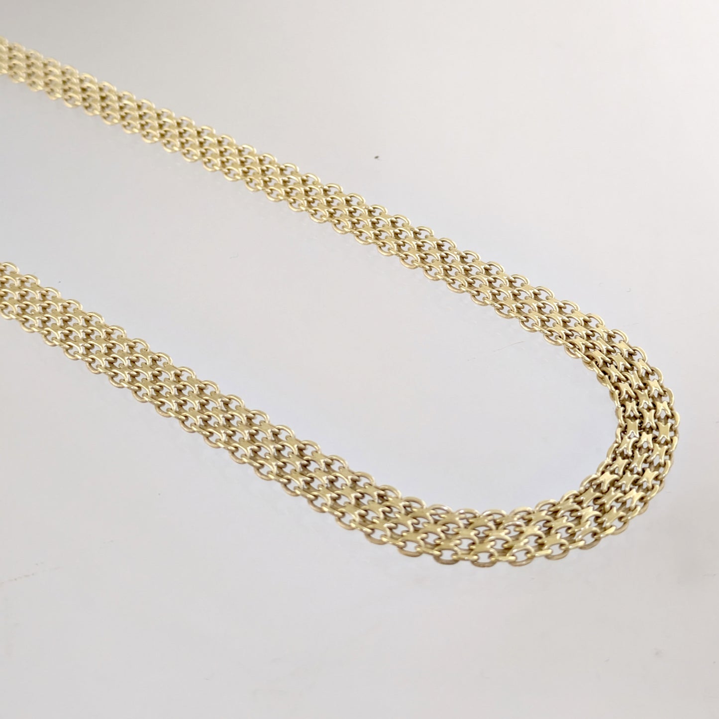4-Row Bismark Chain Necklace - Adjustable Statement Gold Jewelry, Gold Over Bronze 18+2in