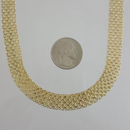 Wide Bismark Choker Necklace with Diamond-Cut Links and Cable End Caps – 16 In+2in. - 6 row - TurkishBling