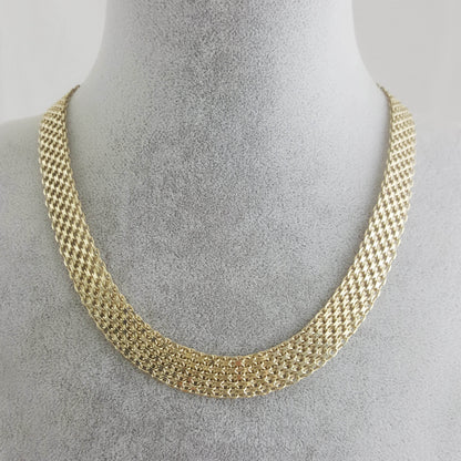 Wide Bismark Choker Necklace with Diamond-Cut Links and Cable End Caps – 16 In+2in. - 6 row - TurkishBling