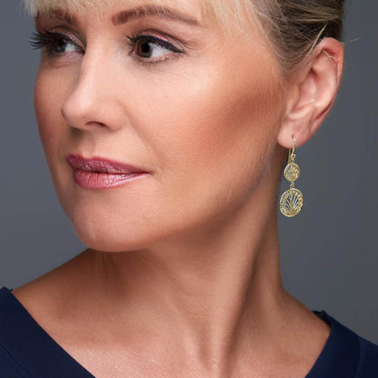 Double Circle Filigree Dangle Earrings – Lightweight and Elegant - TurkishBling