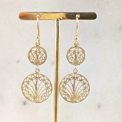 Double Circle Filigree Dangle Earrings – Lightweight and Elegant - TurkishBling