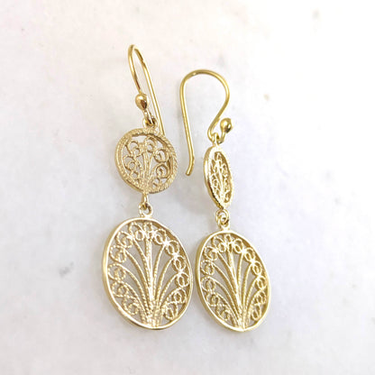 Double Circle Filigree Dangle Earrings – Lightweight and Elegant - TurkishBling