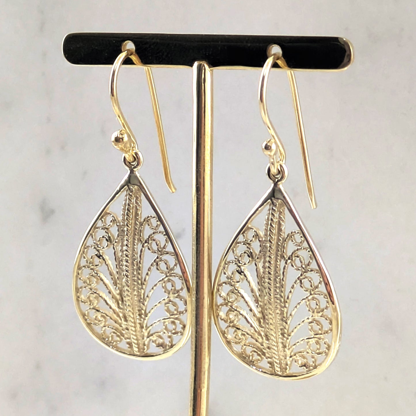 Teardrop Filigree Earrings – Delicate Openwork Design
