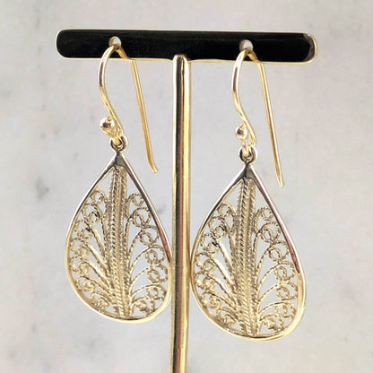 Teardrop Filigree Earrings – Delicate Openwork Design - TurkishBling