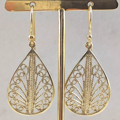 Teardrop Filigree Earrings – Delicate Openwork Design - TurkishBling