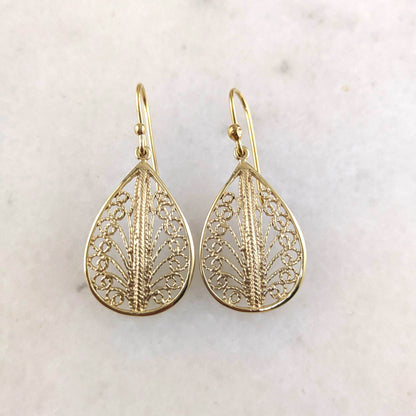 Teardrop Filigree Earrings – Delicate Openwork Design - TurkishBling