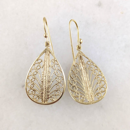 Teardrop Filigree Earrings – Delicate Openwork Design - TurkishBling
