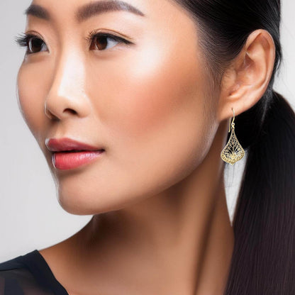 Ornate Filigree Drop Earrings – Lightweight and Elegant - TurkishBling