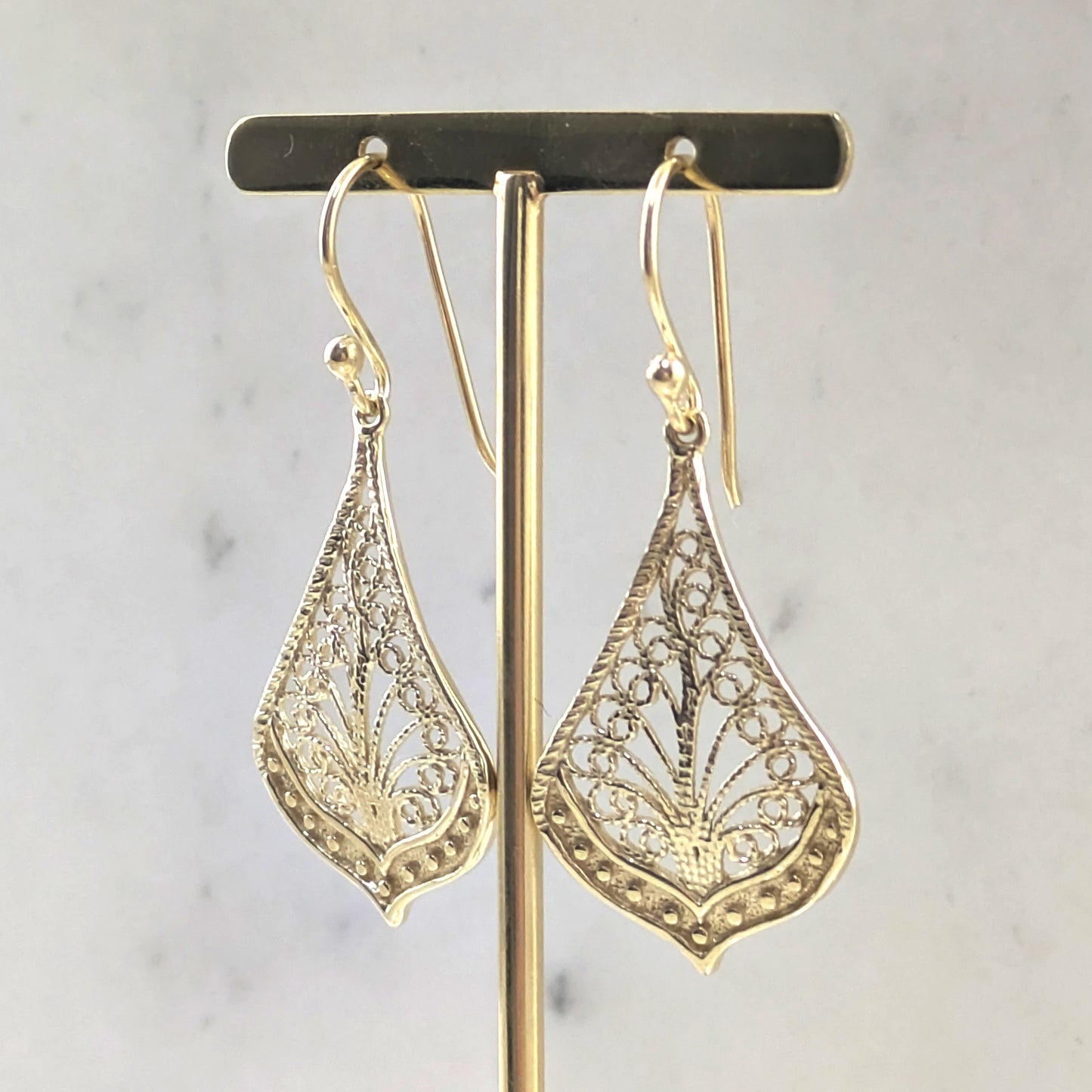 Ornate Filigree Drop Earrings – Lightweight and Elegant