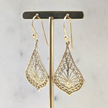 Ornate Filigree Drop Earrings – Lightweight and Elegant - TurkishBling