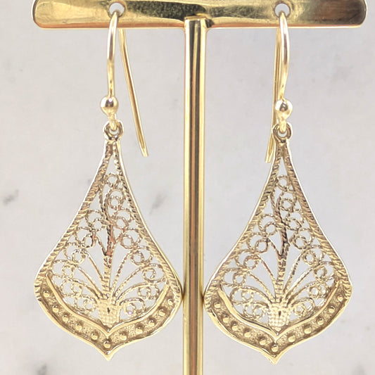Ornate Filigree Drop Earrings – Lightweight and Elegant