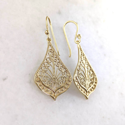 Ornate Filigree Drop Earrings – Lightweight and Elegant - TurkishBling