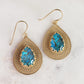 Gold over Silver Filigree Earring with Pear Turquoise Doublet