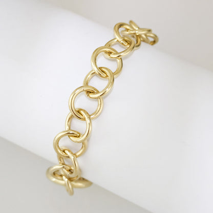 Bold Round Link Gold Tone Chain Bracelet