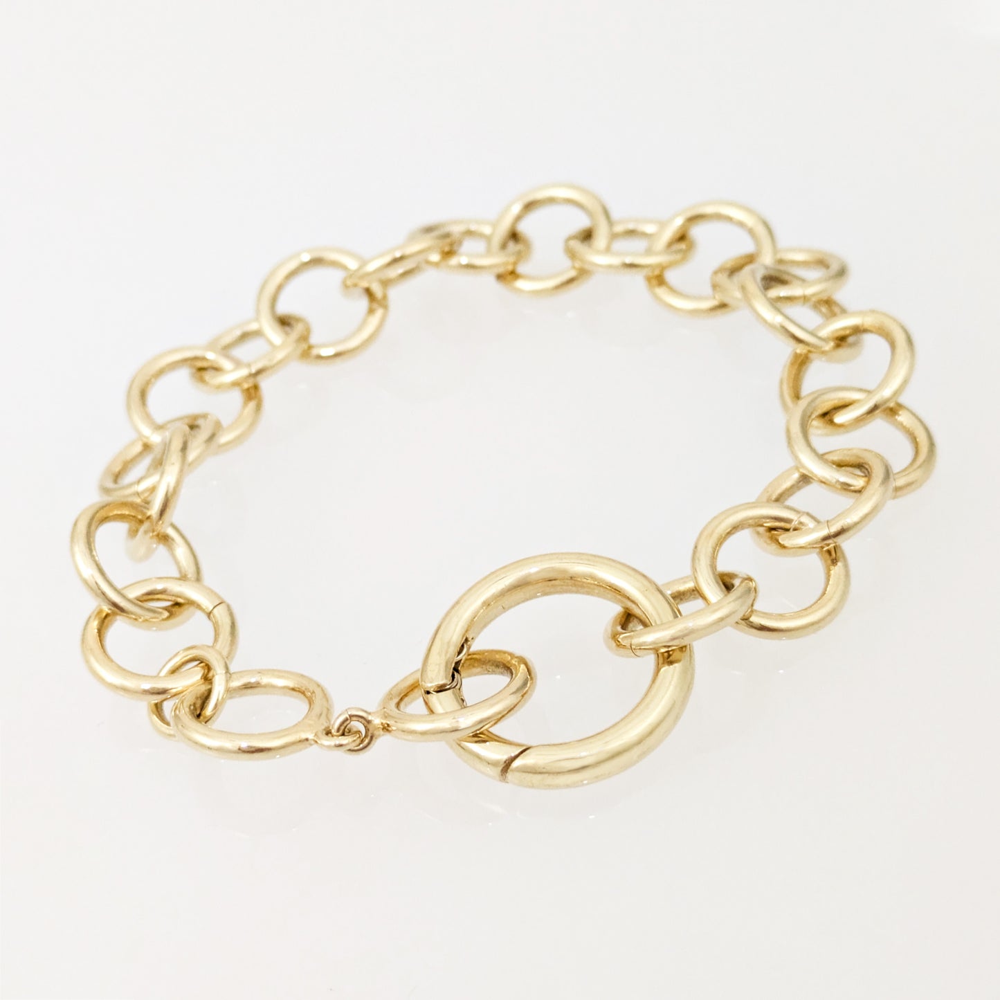 Bold Round Link Gold Tone Chain Bracelet