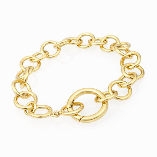 Bold Round Link Gold Tone Chain Bracelet