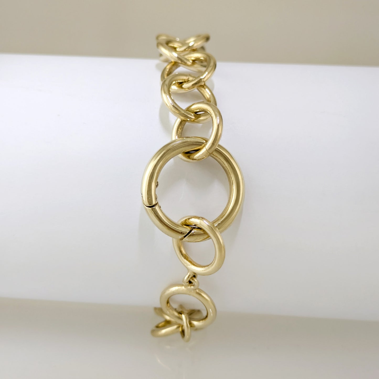 Bold Round Link Gold Tone Chain Bracelet