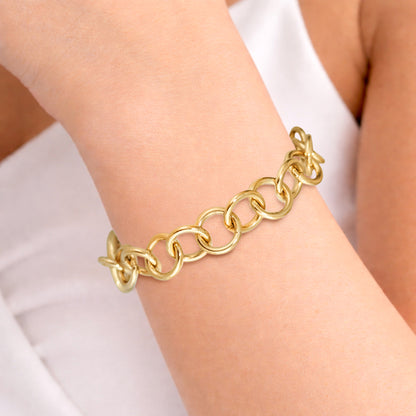 Bold Round Link Gold Tone Chain Bracelet