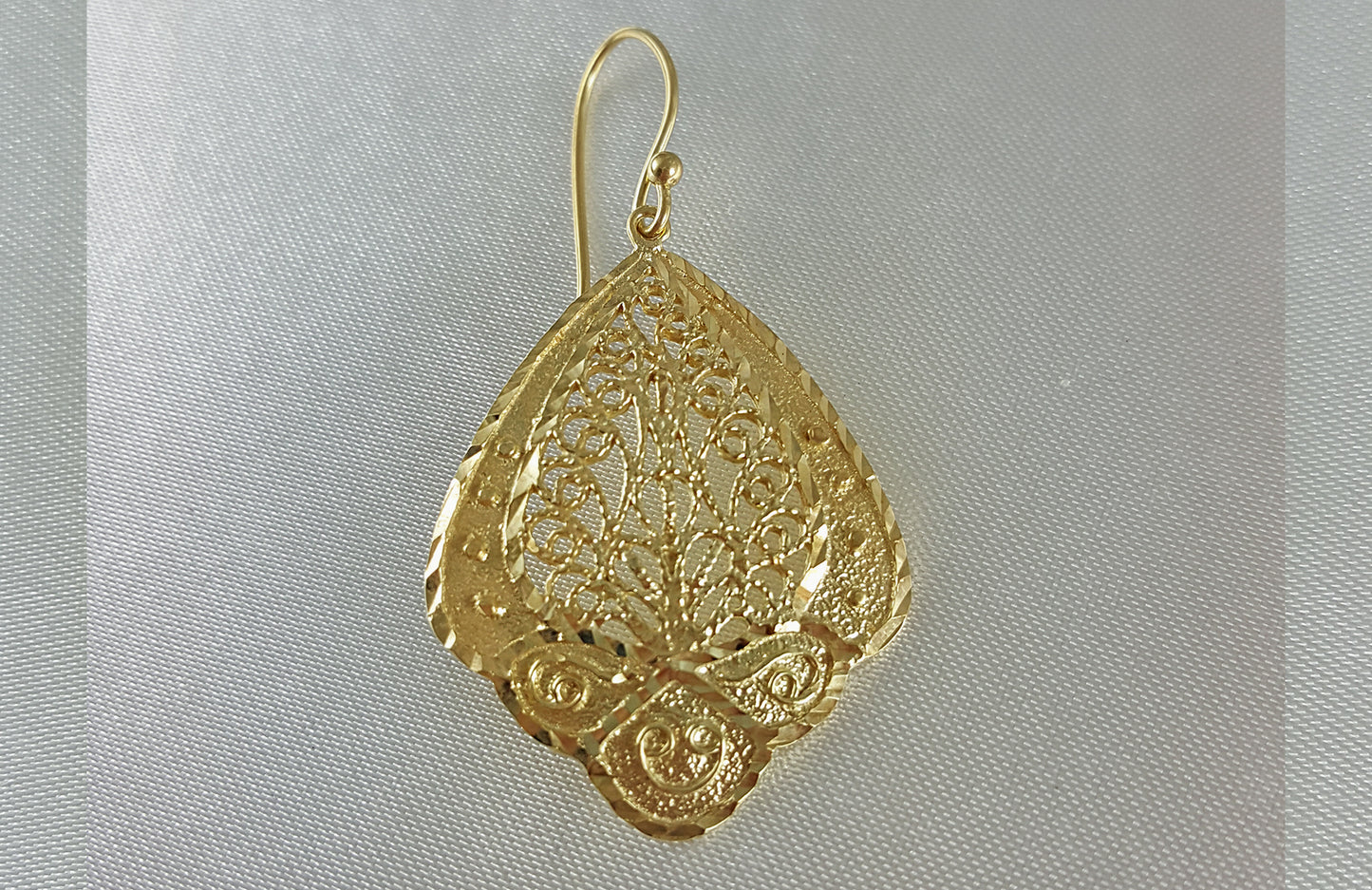 18K Gold Plated Fan Filigree Earrings