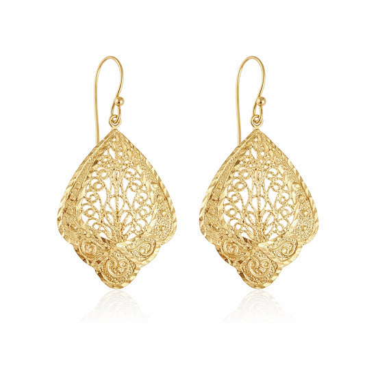 Open Filigree Teardrop Earrings with Scrollwork Detail