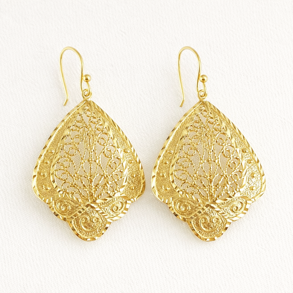 Open Filigree Teardrop Earrings with Scrollwork Detail
