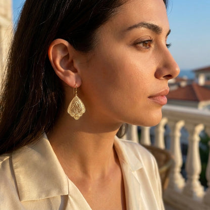 Open Filigree Teardrop Earrings with Scrollwork Detail