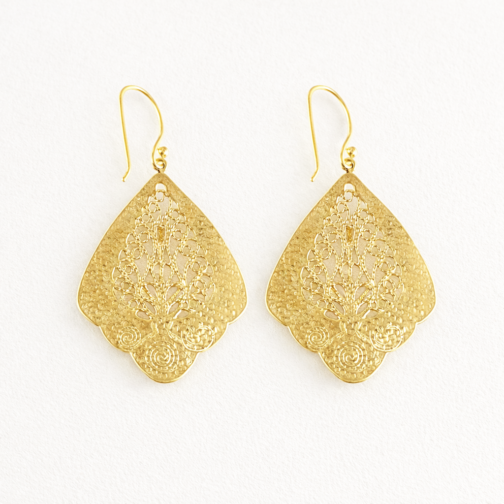 Open Filigree Teardrop Earrings with Scrollwork Detail