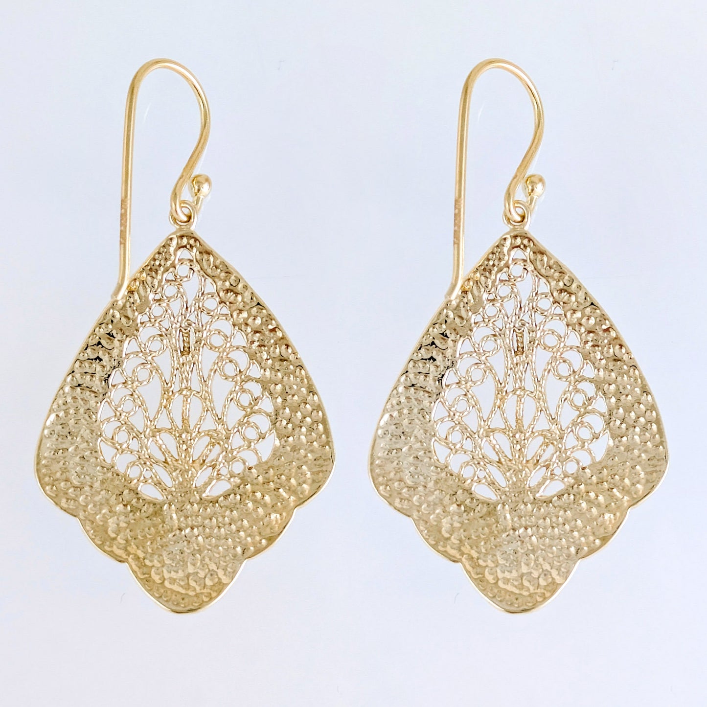 Open Filigree Teardrop Earrings with Scrollwork Detail