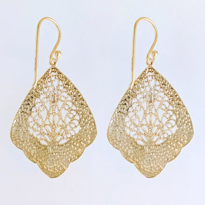 Open Filigree Teardrop Earrings with Scrollwork Detail