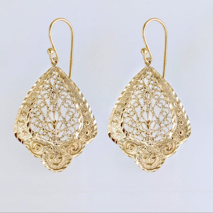 Open Filigree Teardrop Earrings with Scrollwork Detail
