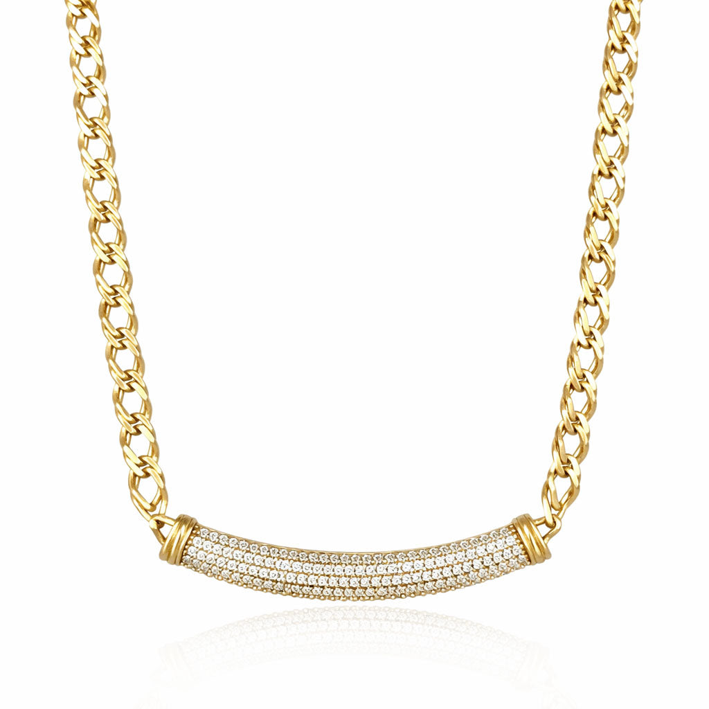 Crystal Bar Chain Necklace Adjustable