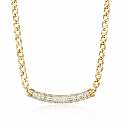Crystal Bar Chain Necklace Adjustable
