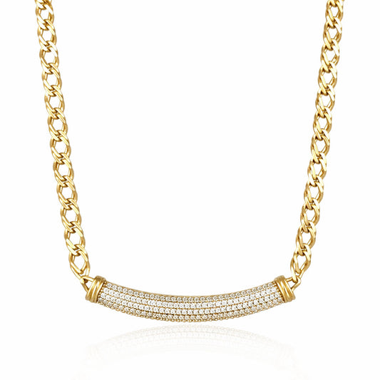 Crystal Bar Chain Necklace Adjustable