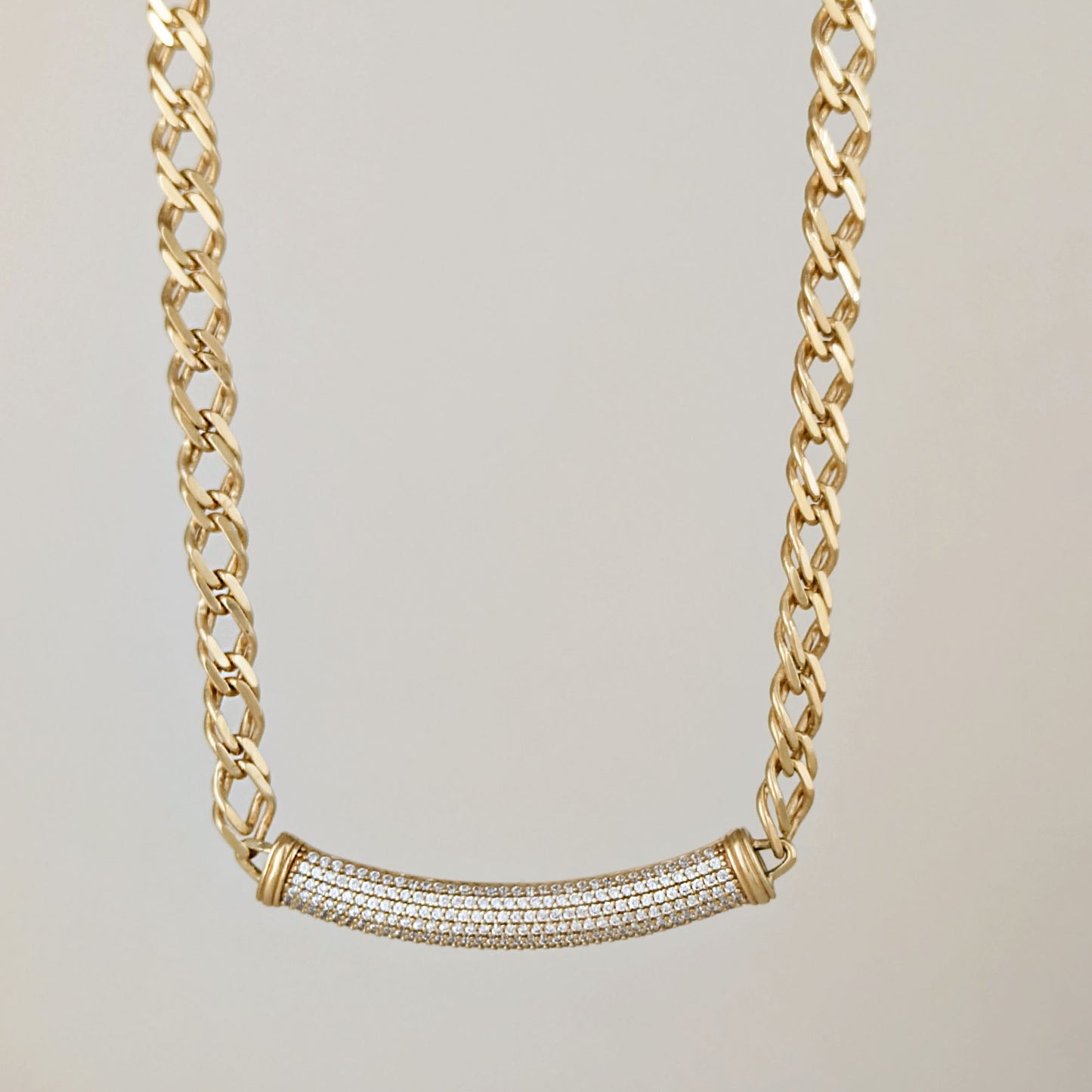 Crystal Bar Chain Necklace Adjustable