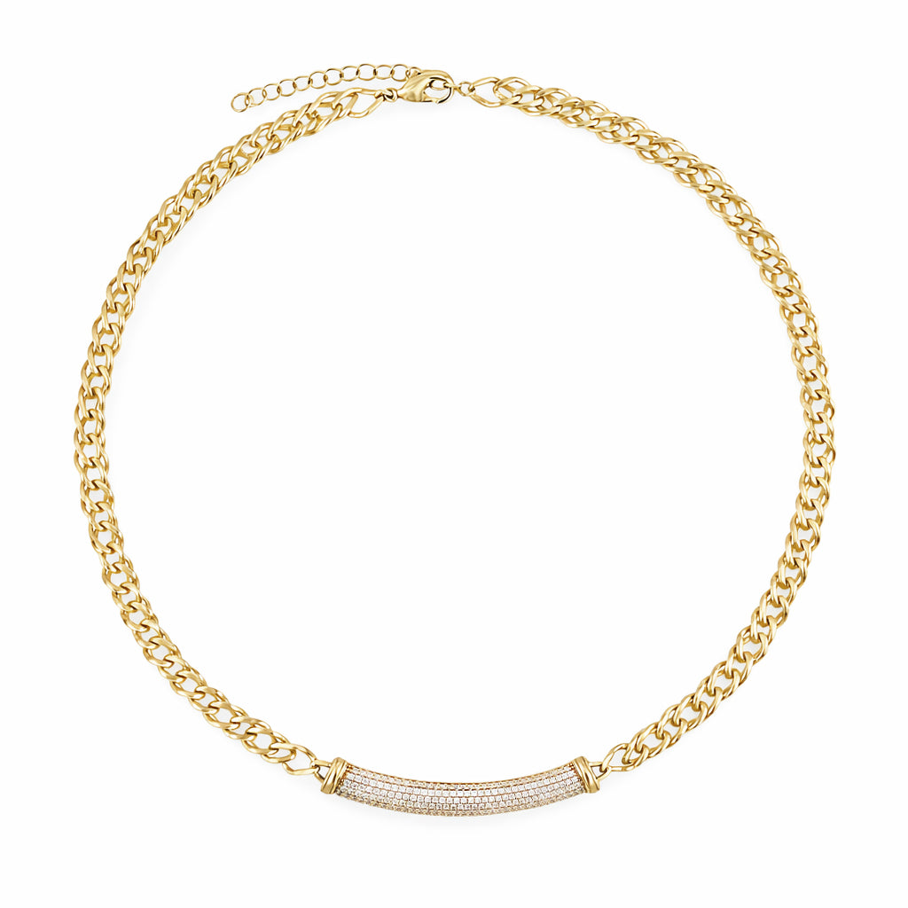 Crystal Bar Chain Necklace Adjustable
