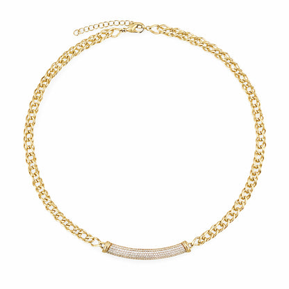Crystal Bar Chain Necklace Adjustable