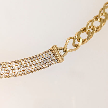 Crystal Bar Chain Necklace Adjustable