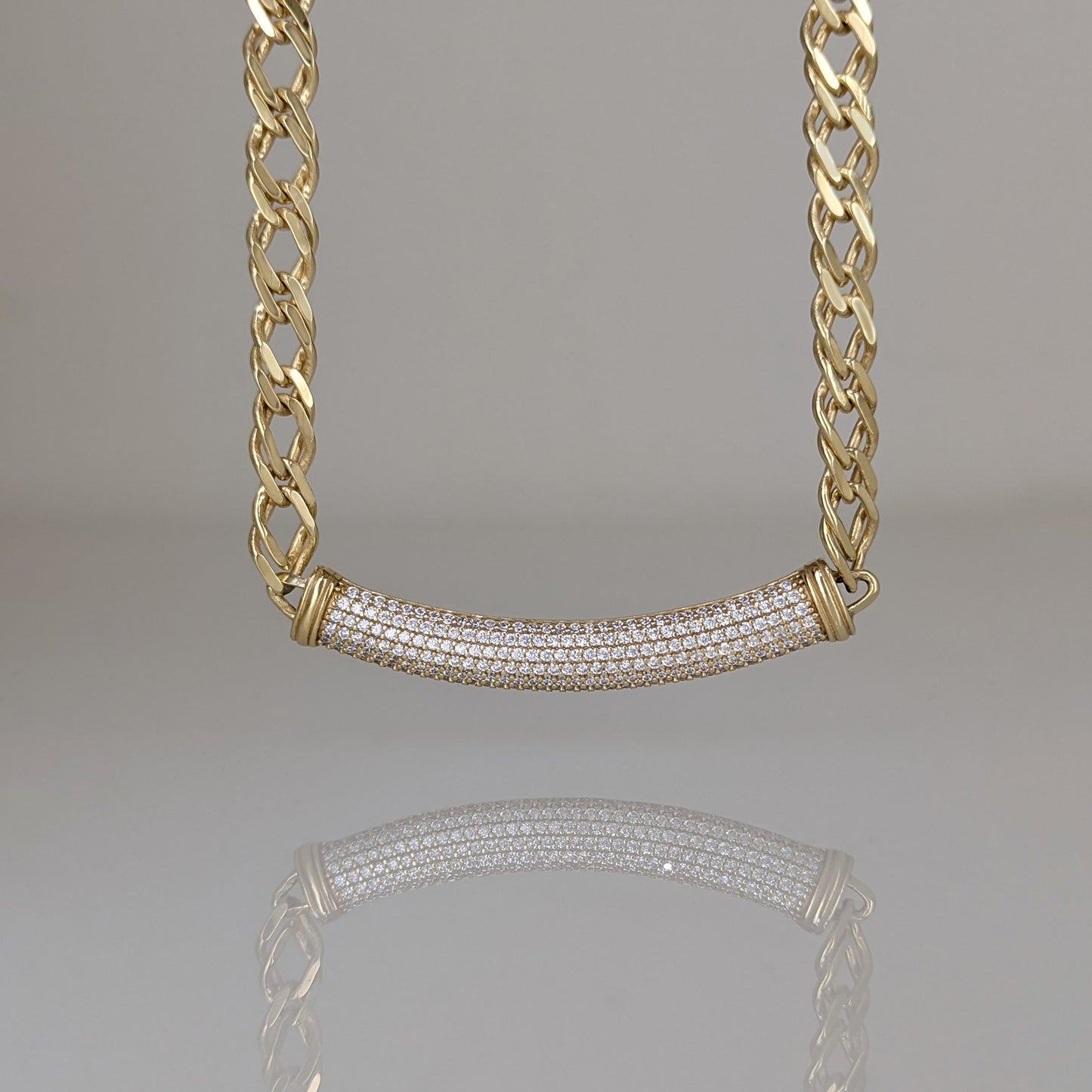 Crystal Bar Chain Necklace Adjustable