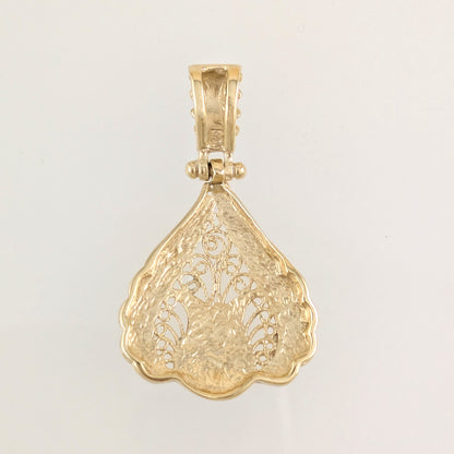 Ornate Red Enamel Gold Tone Filigree Pendant