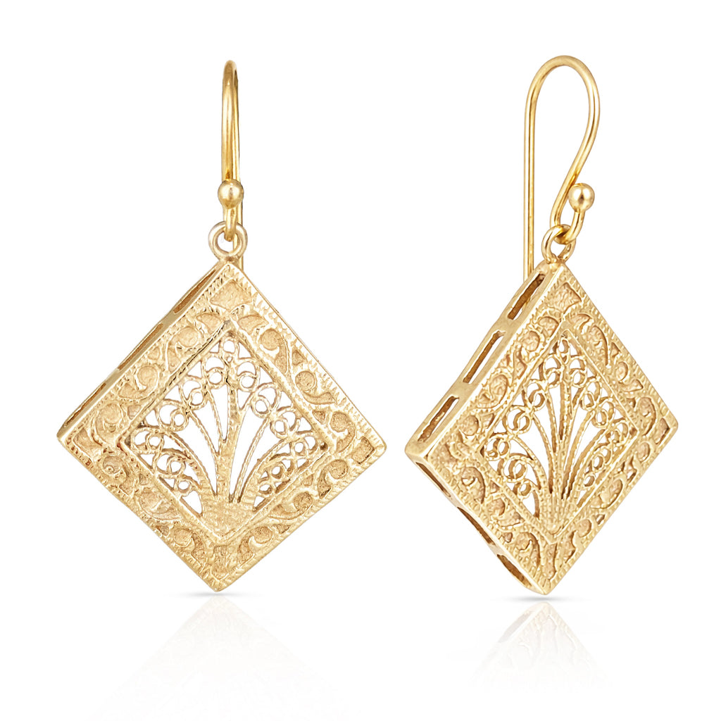 Diamond Filigree Drop Earrings Ornate