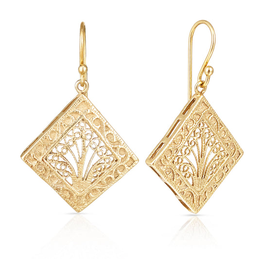 Diamond Filigree Drop Earrings Ornate