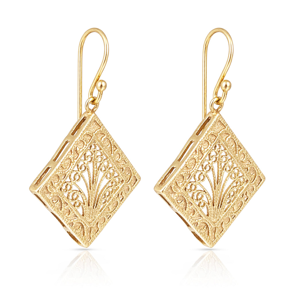 Diamond Filigree Drop Earrings Ornate