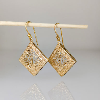 Diamond Filigree Drop Earrings Ornate