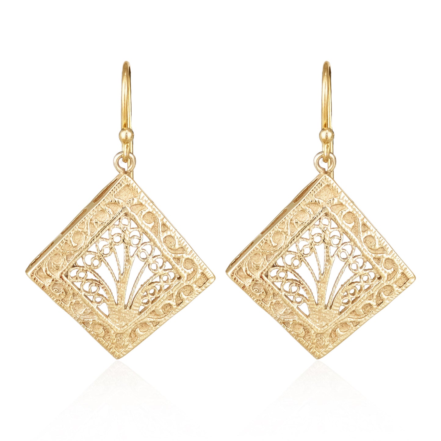 Diamond Filigree Drop Earrings Ornate
