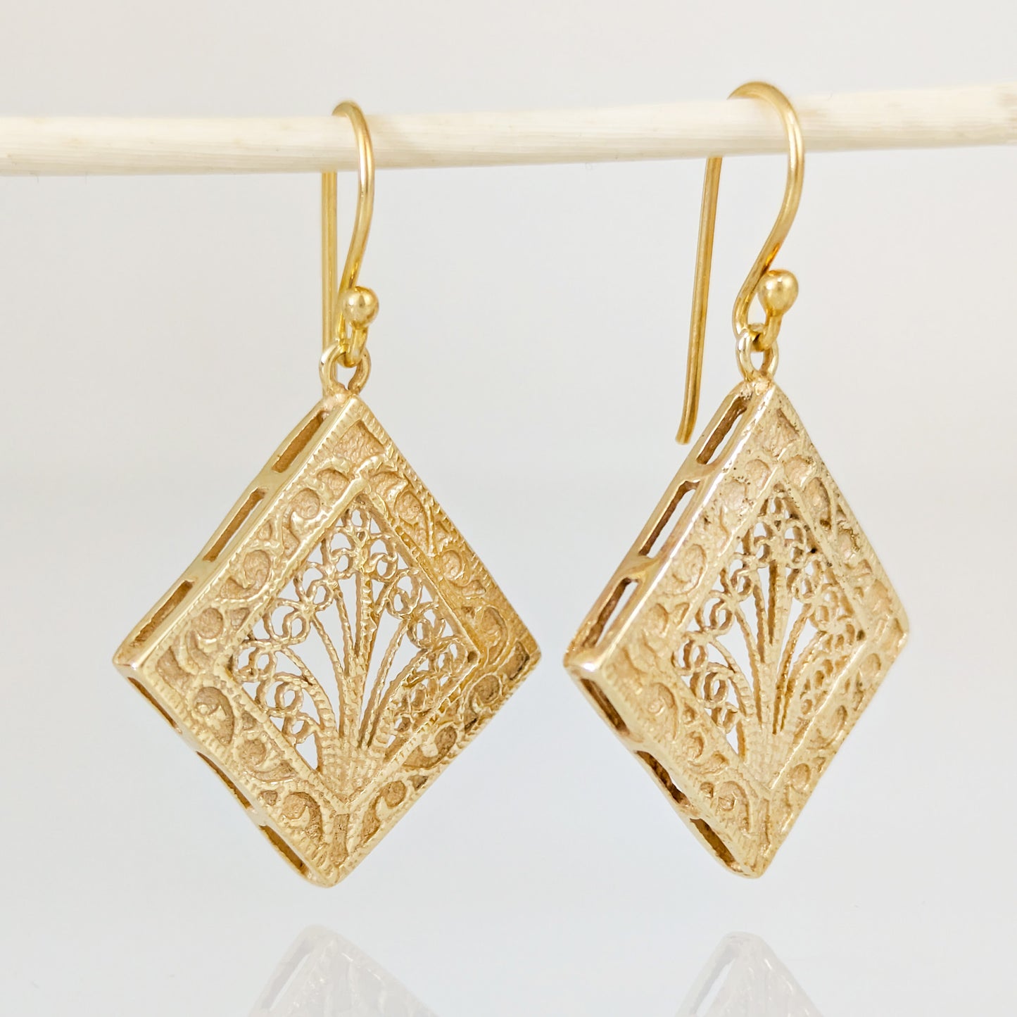 Diamond Filigree Drop Earrings Ornate